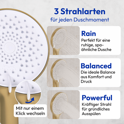 Douche encastrée finition or brossé - 30 cm - Mistral