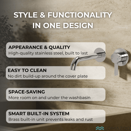 Mitigeur lavabo encastré design épuré avec vasque - chromé - KEPLER