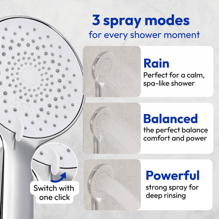 Douche encastrée chrome avec tête pluie - 30 cm - Cassia