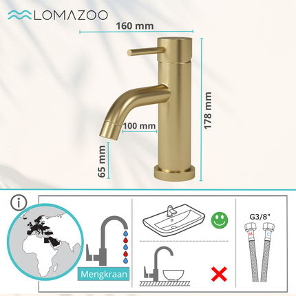 Robinet de lavabo avec finition or brossé - DS CONCEPT Elara