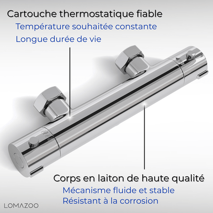 Mitigeur thermostatique de douche finition chromée - 12 cm - DS CONCEPT