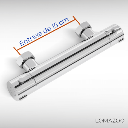 Mitigeur thermostatique de douche finition chrome - 15 cm