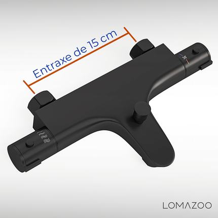 Mitigeur thermostatique bain finition noire mate - 15 cm - DS CONCEPT