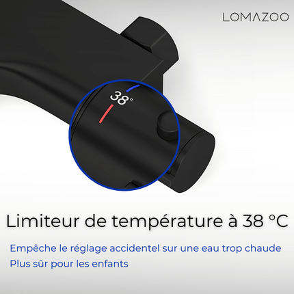 Mitigeur thermostatique bain finition noire mate - 15 cm - DS CONCEPT