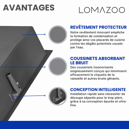 Évier à poser avec cuve profonde anti-bruit et anti-condensation - DS CONCEPT Capri