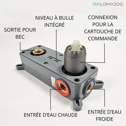 Mitigeur lavabo encastré finition Gun Metal - Gaia