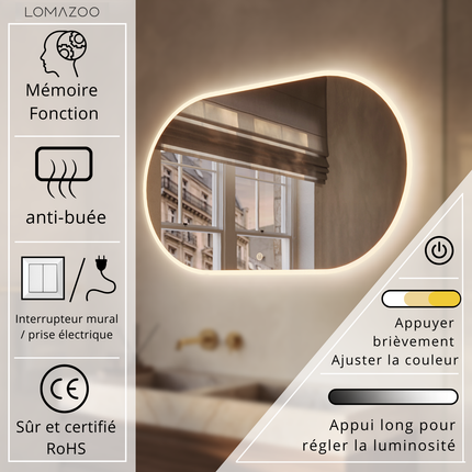 Miroir de salle de bain design avec éclairage LED - 120 cm - Genua