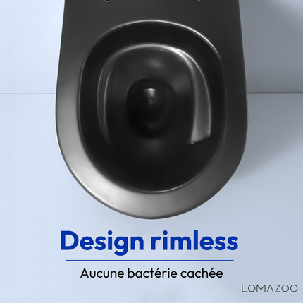 WC suspendu avec réservoir encastré - Rond noir - Linea