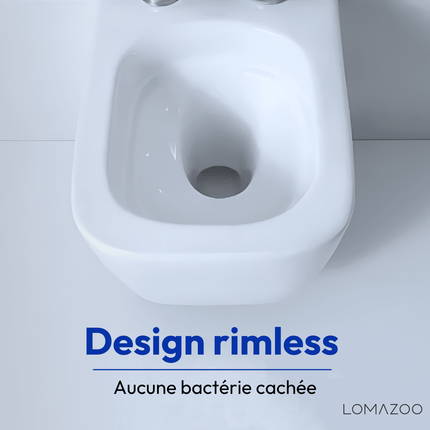 Toilette suspendue sans bride avec réservoir encastré - Blanc - Linea