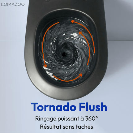 Toilettes suspendues sans bride avec réservoir encastré - Noir - Linea