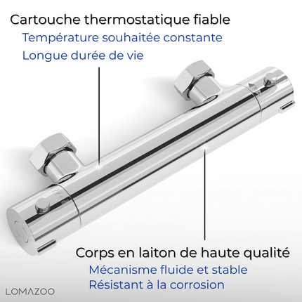Kit de douche thermostatique avec pommeau multifonction - DS CONCEPT Cielo