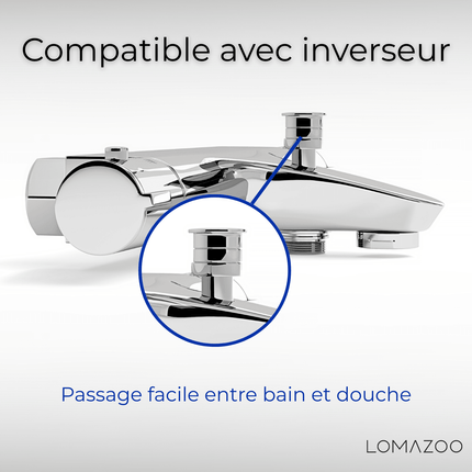 Mitigeur thermostatique baignoire avec douchette - chromé - 15 cm - Selvo