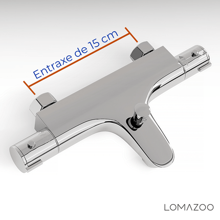 Mitigeur thermostatique baignoire avec douchette - chromé - 15 cm - Selvo