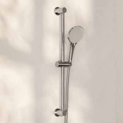 Ensemble douchette à main multifonction avec barre coulissante et flexible anti-torsion - chromé - DS CONCEPT