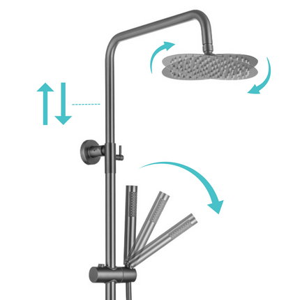 Douche pluie avec mitigeur thermostatique et douchette main - Gun Metal - Lynn