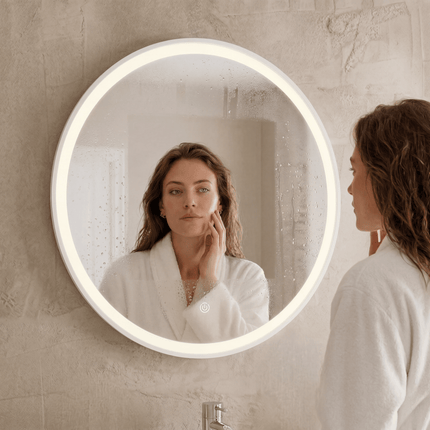 Miroir de salle de bain avec éclairage LED intégré - blanc - 70 cm - Helsinki