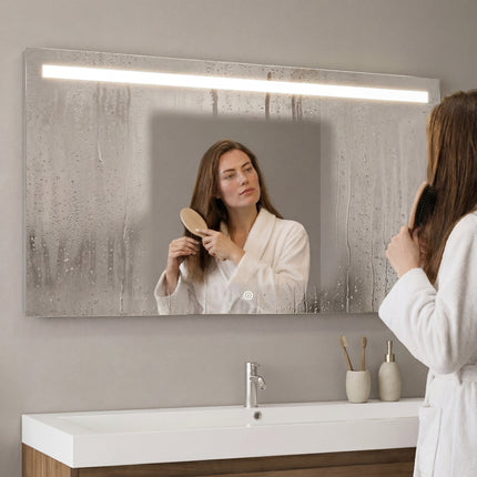 Miroir de salle de bain LED avec fonction anti-buée - 120 cm - HOUSTON