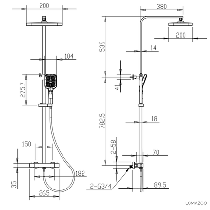 Douche à effet pluie avec mitigeur thermostatique - chrome - Sterling DS CONCEPT