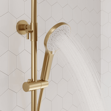 Douche pluie avec mitigeur thermostatique - doré brossé - Aurelia