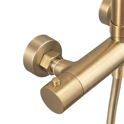 Douche pluie avec mitigeur thermostatique - doré brossé - Aurelia
