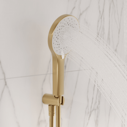 Kit de douche encastré finition or brossé avec pomme de douche 30 cm - Aurora