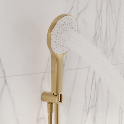 Kit de douche encastré finition or brossé avec pomme de douche 30 cm - Aurora