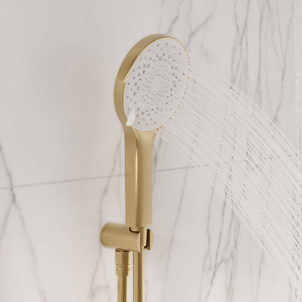 Kit de douche encastré finition or brossé avec pomme de douche 30 cm - Aurora