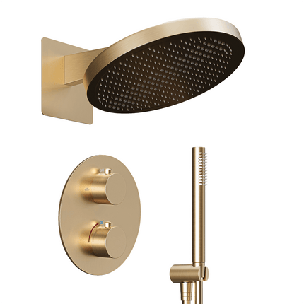 Système de douche encastré finition or brossé - 30 cm - Ayla