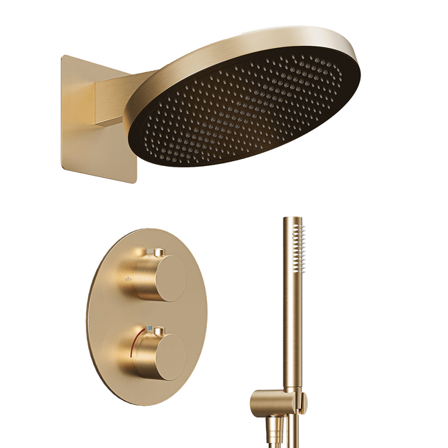 Système de douche encastré finition or brossé - 30 cm - Ayla