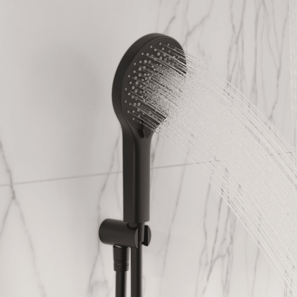 Kit de douche encastré finition noir mat avec pomme de douche pluie 30 cm - Caesar