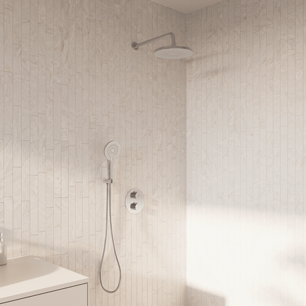 Douche encastrée chrome avec tête pluie - 30 cm - Cassia