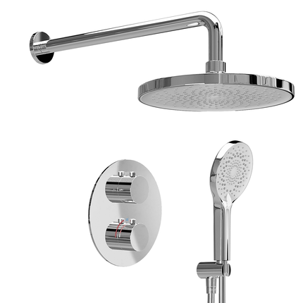 Douche encastrée chrome avec tête pluie - 30 cm - Cassia