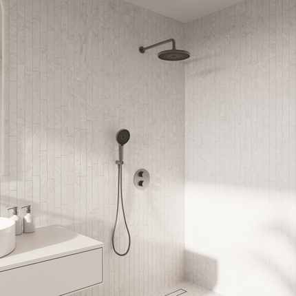 Douche encastrée finition Gun Metal - 30 cm - Cyra