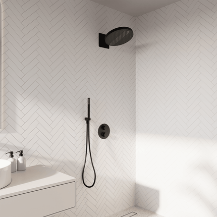 Kit de douche encastré design noir mat - 30 cm - Lunar