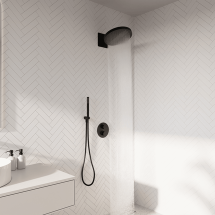 Kit de douche encastré design noir mat - 30 cm - Lunar