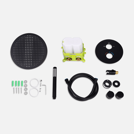 Kit de douche encastré design noir mat - 30 cm - Lunar