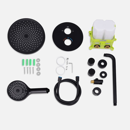 Douche encastrée finition noir mat - 30 cm - Vayne