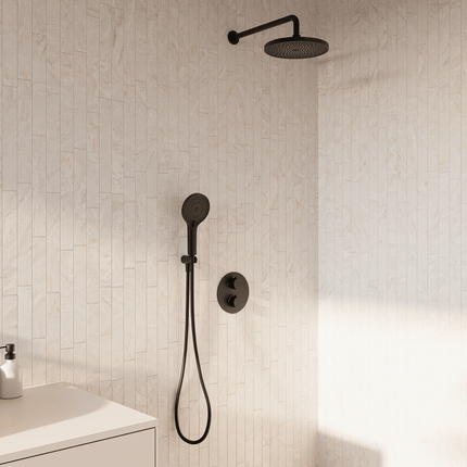 Douche encastrée finition noir mat - 30 cm - Vayne