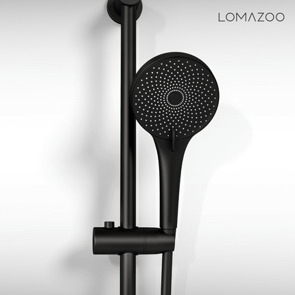 Set de douche thermostatique avec mitigeur en laiton - noir - Lando