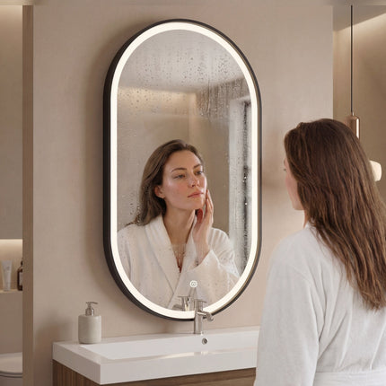 Miroir de salle de bains LED avec éclairage réglable - 50 x 90 cm - Leipzig