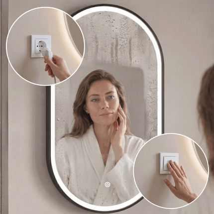 Miroir de salle de bains LED avec éclairage réglable - 50 x 90 cm - Leipzig