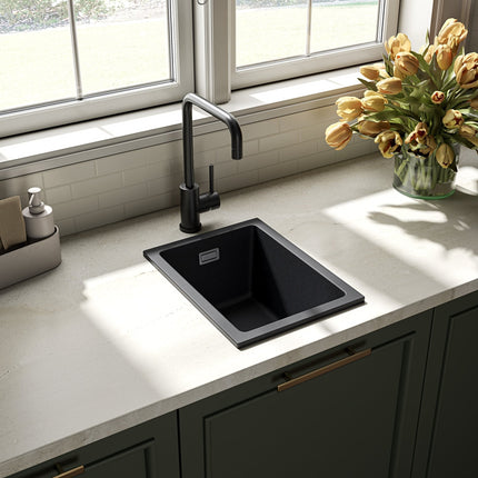 Évier en granit robuste avec siphon double connexion - 30x40 cm - Isco