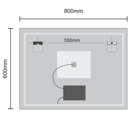 Miroir LED avec fonction anti-buée - 80 x 60 cm - LYON