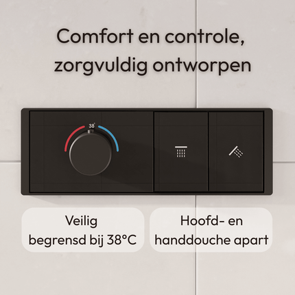 Douche encastrée design contemporain avec mitigeur thermostatique - noir mat - Angie