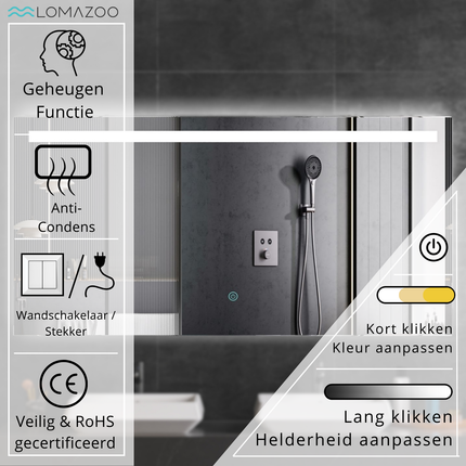 Miroir de salle de bain LED avec fonction anti-buée - 120 cm - HOUSTON