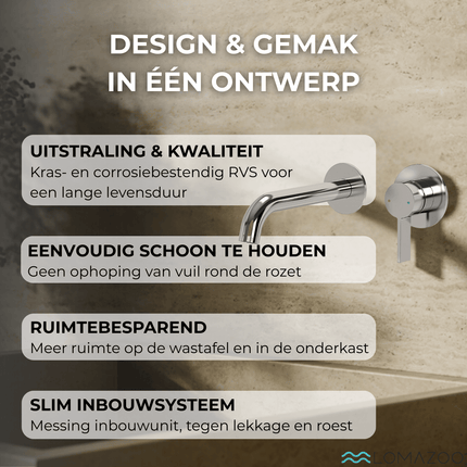 Mitigeur lavabo encastré design épuré avec vasque - chromé - KEPLER