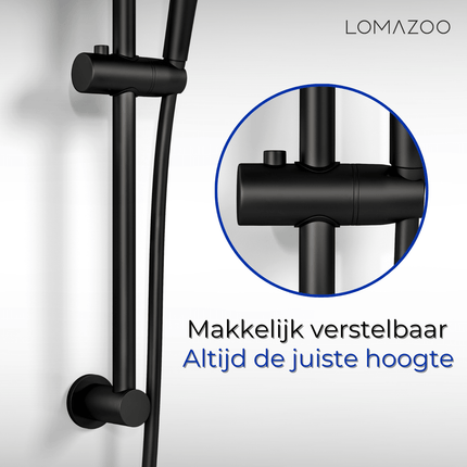 Set de douche thermostatique avec mitigeur en laiton - noir - Lando