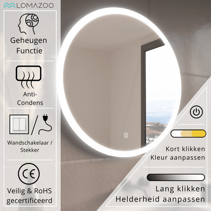 Miroir de salle de bain avec éclairage LED intégré - blanc - 70 cm - Helsinki