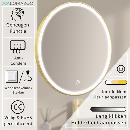 Miroir salle de bains avec fonction anti-buée et éclairage LED - 60 cm - LONDRES