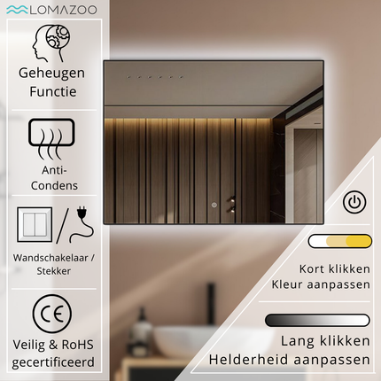 Miroir LED avec fonction anti-buée - 80 x 60 cm - LYON